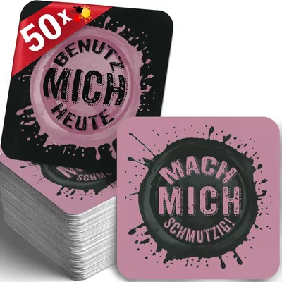 Produktbild von 50 Bierdeckel witzige Sprüche, Party Schmutzig Benutz mich, Schwarz Pink Quadratisch