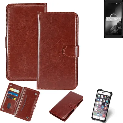 Produktbild von K-S-Trade 360° Hülle kompatibel mit Alcatel 1X (2019) braun Kunstleder Case BookCase WalletCase Kunstlederederhülle Handyhülle, Rundumschutz