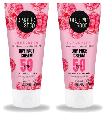 Productafbeelding van 2 x Organische gezichtszonnebrandcrème SPF 50 - voor normale tot droge huid - 50 ml - Voordelige verpakking - 2 stuks