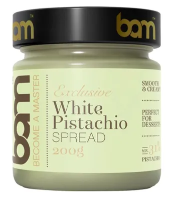Produktbild von BAM Pistazienaufstrich mit Weißer Schokolade - Brotaufstrich - Aufstrich - 200 g