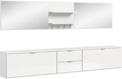 Produktbild von Garderoben-Set >Projekt X< in weiß / weiß hochglanz - 236x191x37cm (BxHxT)