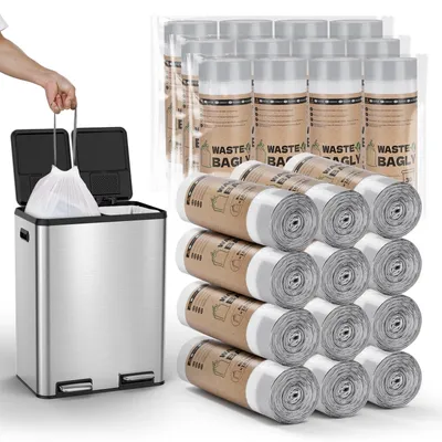 Image de YEAUPE PRO, sacs poubelle de 30 litres avec cordon de serrage, extra épais et résistants à la déchirure, 180 pièces (12 rouleaux)