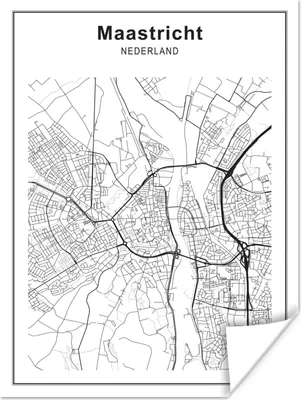 Produktbild von MuchoWow® Poster Stadtplan - Maastricht - Schwarz und weiß 60x80 cm - Schlafzimmer Dekoration