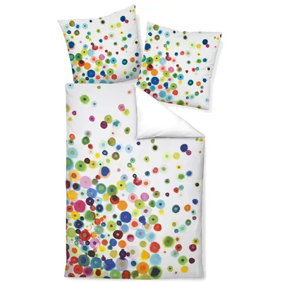 Produktbild von Janine Mako Satin Bettwäsche modern art  in 155x200 + 80x80 cm 42030-09 multicolor bunt Punkte Kreise