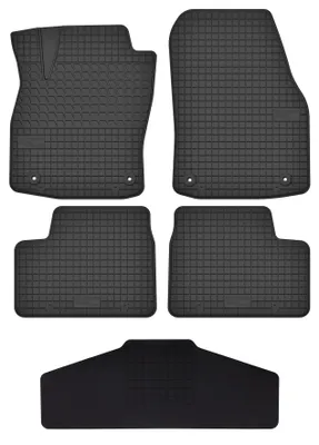 Produktbild von Gummi-Fußmatten + Tunnel für Opel Astra H 2004-2012 (Limousine/Schrägheck/Kombi/Cabrio/Coupé) – 5-tlg, Schwarz, passgenau – Wielganizator SolidTread