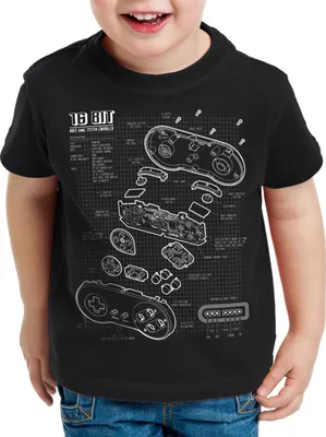 Produktbild von style3 SNES Controller Blaupause Kinder T-Shirt 16-Bit Videospiel