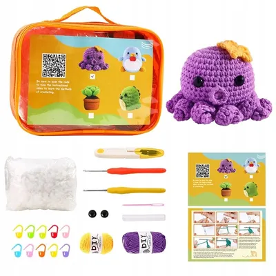 Produktbild von Komplettes DIY Häkelset Lila Oktopus