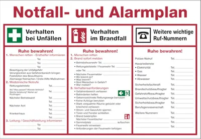 Produktbild von Dreifke® Aushang, Notfall- und Alarmplan | PVC | 595x410 mm, 1 Stk