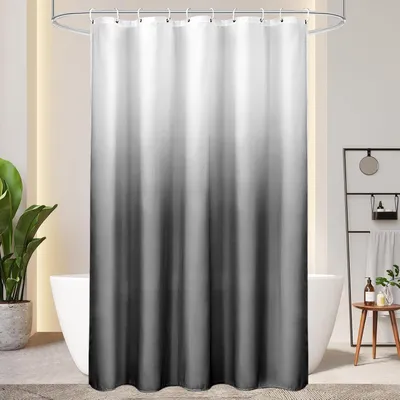 Produktbild von AooHome Duschvorhang 150X200cm Textil Grau Wasserdicht Waschbar mit 10 Duschvorhangringen