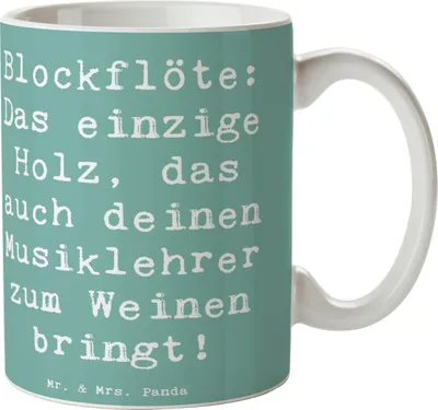 Produktbild von Mr. & Mrs. Panda Tasse Spruch Blockflöte Humor - Meeresbrise - Geschenk, Pott, Tenorblockflöte, Altblockflöte, Instrument, Musik, Lernen, Kaffeebecher, Musikschule