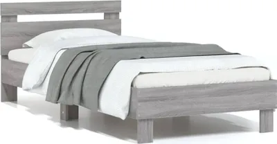 Zdjęcie produktu dla Maison Exclusive – rama łóżka z zagłówkiem, kolor szary Sonoma, 90 x 200 cm, materiał drewnopochodny