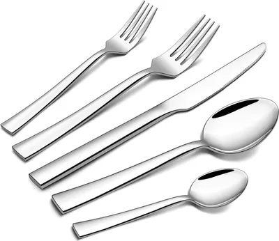 Produktbild von Besteck Set 12 Personen, 60-teilig Edelstahl Poliert Besteckset, Elegantes Essbesteck mit Messer Gabel Löffel, Tafelbesteck für Hause Küche Restaurant, Gesund, Spülmaschinenfest