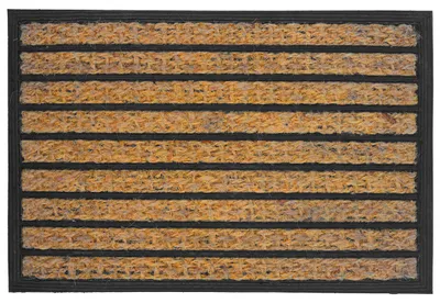Produktbild von Relaxdays Fußmatte, Kokos & Gummi, Streifen, 60 x 40 cm, innen & außen, rutschfeste Schmutzfangmatte, natur/schwarz