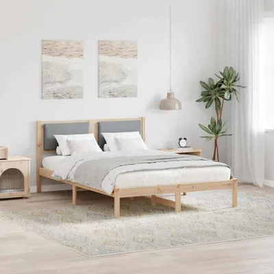 Imagen del producto de Maison Exclusive - Estructura de cama en gris claro, 150 x 200 cm, fabricada en madera de pino maciza