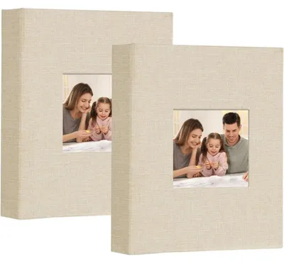 Productafbeelding van Fotoalbum, insteekalbum, linnen, 2-pack, voor 100 foto's, 15x10 cm, beige