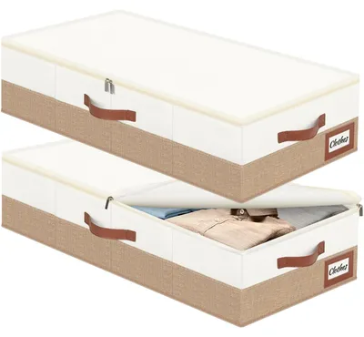 Productafbeelding van Opbergdoos met deksel - Set van 3 - Opvouwbare opbergruimte voor onder het bed - Wasbare kledingopslag en organisatie