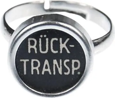 Produktbild von Rücktransport Taste Ring Schreibmaschinentaste Miniblings Vintage Unikat schwarz