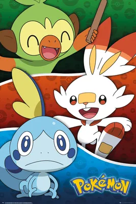 Immagine prodotto di Pokemon - Galar Starters - Serie TV Stampa poster - Dimensioni 61x91,5 cm