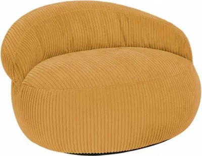 Image de Pouf XXL déhoussable en velours côtelé BANANAIR 110x100 cm jaune moutarde