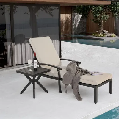 Produktbild von Odikalo Chaiselongue Terrassenstuhl Liegestuhl verstellbar Liegefläche Baumwoll Weiss