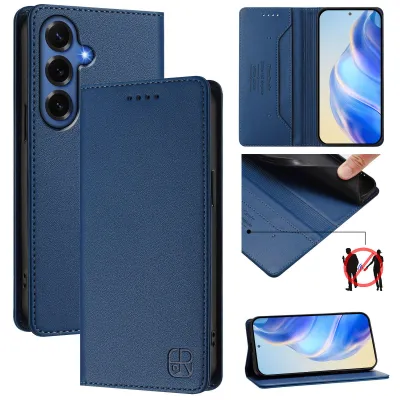Produktbild von Lederhülle für Samsung Galaxy S26 FE Hülle Flip Brieftasche Kartenfächern Ständer Schutzhülle Blau