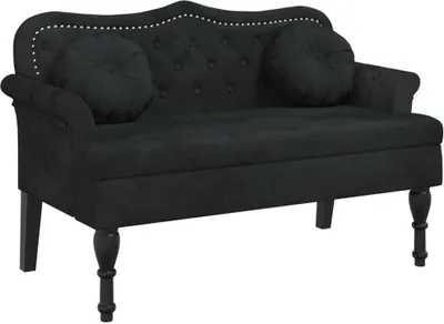 Immagine prodotto di Panchina con cuscino in velluto nero 120,5x65x75 cm
