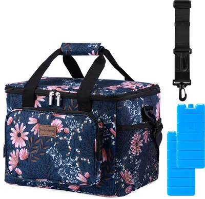 Produktbild von Packaway 4-lagige isolierte Kühltasche – Lunchtasche 15 Liter – Japanisches Blumenmuster