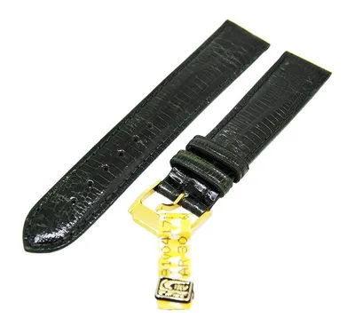 Produktbild von Uhrenarmband Leder Grün 18mm Ton in Ton Dornschließe Gold IRV Zertifikat