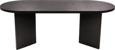 Produktbild von Esszimmertisch Ovi | 204 x 90 cm | Holz Schwarze-Optik | Tischplatte 40mm | Tischbeine in V-Form | ovaler Esstisch mit geraden Kanten | Holztisch Esszimmer | Esstisch Holz