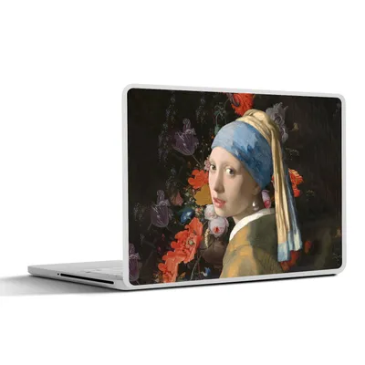 Produktbild von MuchoWow® Laptop Aufkleber Sticker Cover Das Mädchen mit dem Perlenohrring - Vermeer - Blumen 25x18 cm - Laptop-Deko