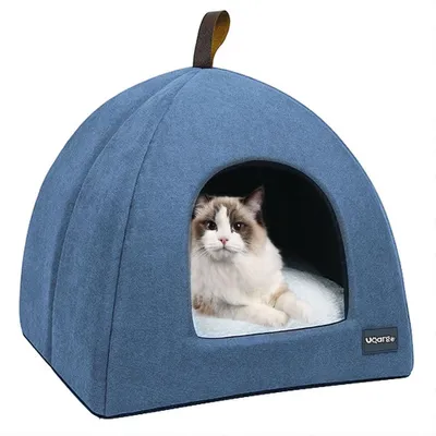 Produktbild von Katzenkorb Katzenbett Katzenhöhle - Plüsch - Faltbar - Rosa - Größe L 47 x 47 x 45 cm - Für Zuhause und unterwegs
