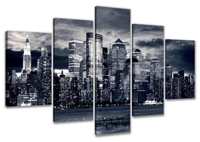 Obrázek produktu pro Obraz na plátně New York Skyline 5-dílný 160x80 cm zarámovaný