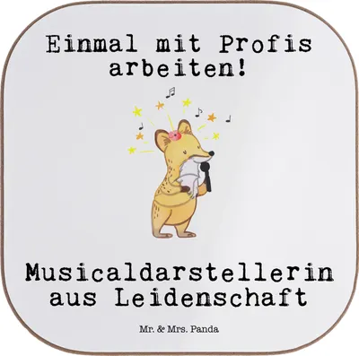 Produktbild von Mr. & Mrs. Panda unterleger Musicaldarstellerin Leidenschaft - Weiß - Geschenk, Tassenuntersetzer, Untersetzer für Gläser, bieruntersetzer, Getränkeuntersetzer