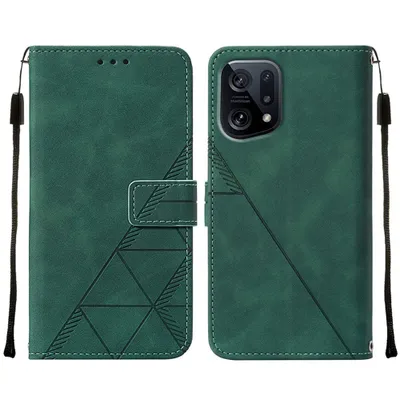 Produktbild von OPPO Find X5 Hülle, Schlank Prägung Flip Leder Kartenfächer Schutzhülle mit Ständer für OPPO Find X5 Grün