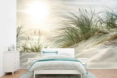 Produktbild von MuchoWow® Fototapete für Wohnzimmer oder Schlafzimmer Wandtapete Vinyl Motivtapete Wattenmeer - Dünen - Sonne - 420x280 cm - Zimmer für Kinder