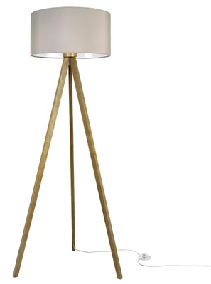 Produktbild von Stehlampe GAJA Dreifuß Eiche mit Zylinderschirm Kaschmir 44 cm E27 – Moderne Standleuchte