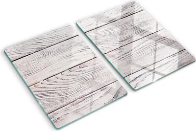 Produktbild von Tulup Glas Herdabdeckplatte - 2x40x52 cm - Glaskeramikkochfeld-Abdeckung Spritzschutz Glasabdeckplatte Kochplattenabdeckung und Schneidebrett - Zweiteilig - Sonstige - Holzwand - Beige