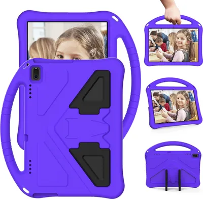 Produktbild von Kinder Hülle für Lenovo Tab E10 10.1" TB-X104F/ Tab 4 10 Plus (TB-X704F/N/L/V)/ Tab 4 10 (TB-X304F/N), Eva Leichte Stoßfeste Faltbarem Ständer, Kids Griff Schutzhülle Lila