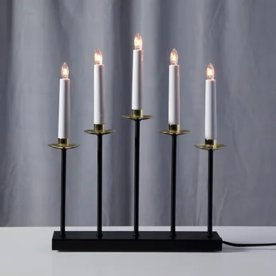 Immagine prodotto di GRETA lampadario da finestra - candeliere - 5 fiamme - H: 37cm - lampadine E10 - nero/oro