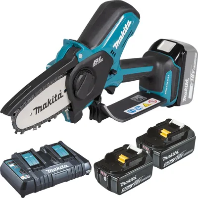 Produktbild von Makita DUC101PTE Akku-Astsäge 18V / 2x 5,0 Ah Akku + Doppelladegerät