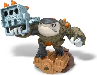 A toy figurine of a character standing on a base.