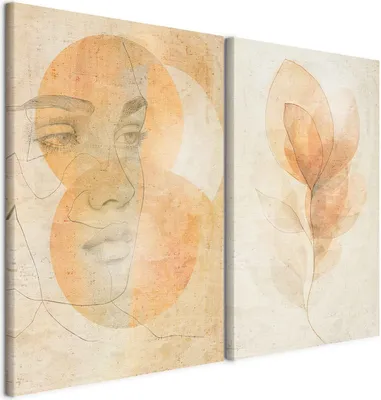Produktbild von murando - Handart Bilder Set Abstrakte Frau Kunstdruck 80x60cm 2 Teilig je 40x60cm Collage 2er Vlies mit Acrylgel Beschichtet Wandbilder Leinwandbilder Dekoration - Skandinavischer a-H-10154-b-a