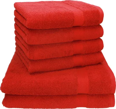Produktbild von Betz 6-tlg. Handtuch-Set PREMIUM - 2 Liegetücher 4 Handtücher 100% Baumwolle Farbe: rot