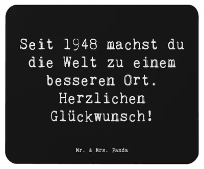 Produktbild von Mr. & Mrs. Panda Mousepad Spruch 1948 Geburtstag - Schwarz - Geschenk, Happy Birthday, Mouse Pad, Feier, pc, Geburtsjahr, Geburtstagsgeschenk, mousematte, Alter, Mauspad