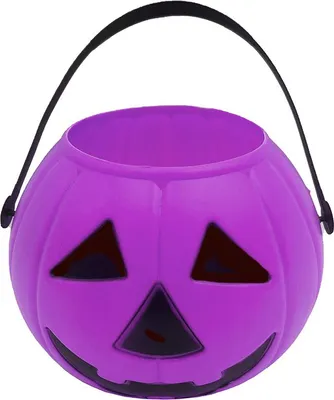 Image de Halloween Seau à citrouille Accessoires de décoration de fête Visage de citrouille, couleur : violet
