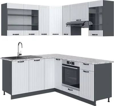 Produktbild von Eckküche Vicco Fame-Line Weiß Landhaus/Anthrazit 190 x 60 cm , AP Marmor, Model 42526