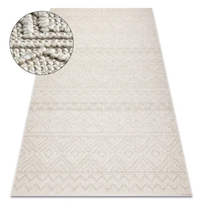 Produktbild von Teppich JERSEY 19234 creme - Rauten, Struktur, Schleife BOHO beige 240x330 cm