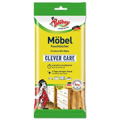 Produktbild von Poliboy Möbel Feuchttücher 24 Tücher - Ideal für Holz, Glas uvm. (1er Pack)