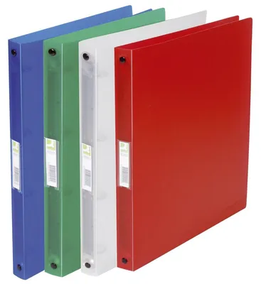 Produktbild von Q-Connect® KF02921 Ringbuch transparent - A4, 4-Ring, Ring-Ø 16 mm, transluzent sortiert