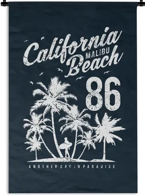 Produktbild von MuchoWow® Wandteppich Wandbehang Strand - Palme - Retro 90x135 cm Tapisserie Dekoration Wandtuch - Baumwolle - Wandskulptur